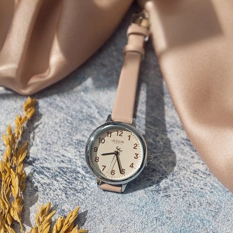  Đồng Hồ Nữ JA-1073F Julius Hàn Quốc Dây Da (Hồng) Chính Hãng 