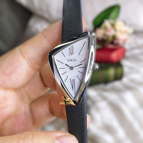  ĐỒNG HỒ NỮ SAGA 80746-SVMWBK-2 DÂY DA ĐEN CHÍNH HÃNG 