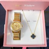  Combo Đồng hồ AOLIX NỮ AL1040LV FULL GOLD & Dây Chuyền Cỏ 4 Lá VT045 