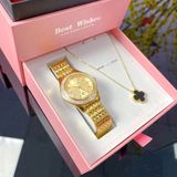  Combo Đồng hồ AOLIX NỮ AL1040LV FULL GOLD & Dây Chuyền Cỏ 4 Lá VT045 