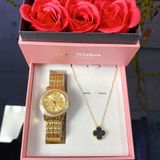  Combo Đồng hồ AOLIX NỮ AL1040LV FULL GOLD & Dây Chuyền Cỏ 4 Lá VT045 
