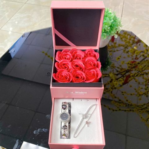  Combo Đồng Hồ Saga Nữ 53442-SVMBSV-2A + Lắc Tay Bạc Ý Vitagem VT007 