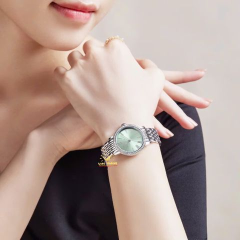  Saga 53578-SVGRSV-2 – Nữ – Kính khoáng – Máy Quartz (Pin) – Mặt số 35mm – Đá Swarovski – Chống nước 3ATM 