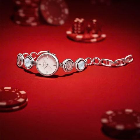  Saga 54297-SVWTSV-2 – Nữ – Kính Cứng – Quartz (Pin) – Mặt Số 24mm, Đính Đá Pha Lê, Máy Thụy Sỹ 