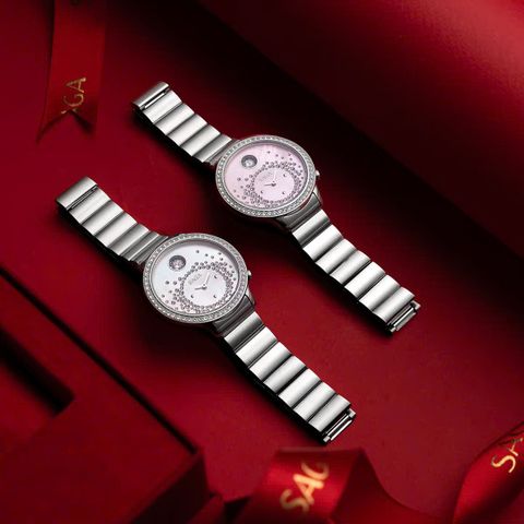  Saga 53766-SVMWSV-2 – Nữ – Kính Cứng – Quartz (Pin) – Mặt Số 34mm, Xà Cừ, Đính Đá Pha Lê Danube 