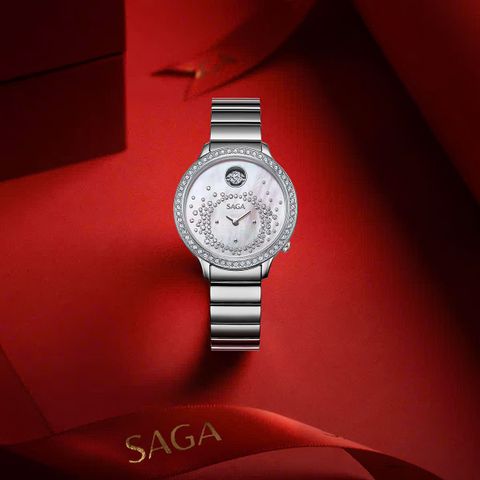  Saga 53766-SVMWSV-2 – Nữ – Kính Cứng – Quartz (Pin) – Mặt Số 34mm, Xà Cừ, Đính Đá Pha Lê Danube 