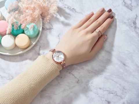  Đồng Hồ Nữ JA-1230 Julius Hàn Quốc Dây Da Hồng Chính Hãng 