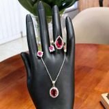  BỘ TRANG SỨC OPAL BẠC MẶT ĐÁ ĐỎ VT4-21 