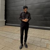  Áo sơ mi tay dài Teeworld long-sleeve Pocket shirt có túi Đen 