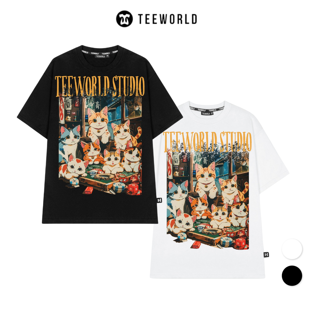  Áo Thun Local Brand Teeworld Mèo May Mắn T-shirt Nam Nữ Unisex 