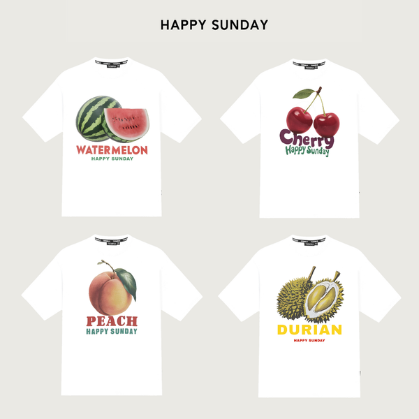  Áo Thun Local Brand Happy Sunday Bộ Sưu Tập Trái Cây Ver 1 T-shirt Form Rộng Unisex 