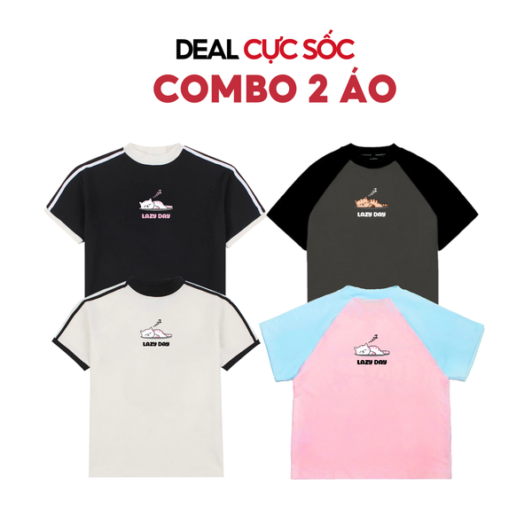  [COMBO CỰC SỐC] Combo 2 Áo thun Babytee Teeworld Lazy Cat Cùng Size 