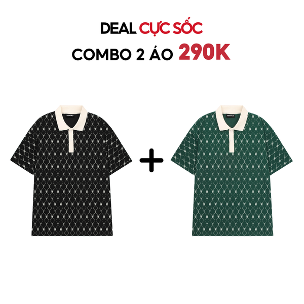  [COMBO SALE SỐC] 2 Áo Polo Teeworld Monogram Form Unisex Nam Nữ 2 Màu Cùng Size 