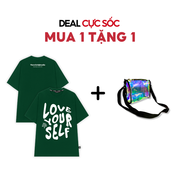  [COMBO CỰC SỐC] 1 Áo thun Teeworld Love Yourself Premium T-shirt  và 1 Túi Đeo Chéo Hologram 