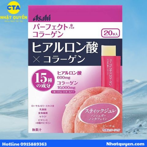 Thạch Perfect Asta Hyaluronic Acid & Collagen Asahi hộp 20 gói