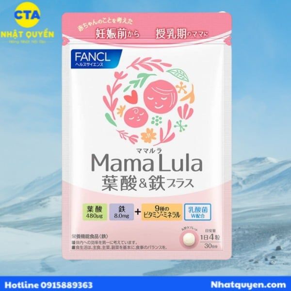 Viên uống bổ sung sắt và axit Folic Mama Lula Fancl