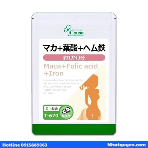 Viên bổ sung Maca - Folic Acid – Iron Lipusa Nhật Bản cho phụ nữ