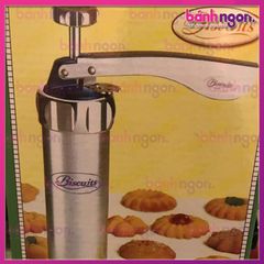 Khuôn nhấn bánh qui cookies press Inox 20 mặt kèm 4 đuôi bắt