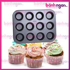 Combo 3 Khuôn nướng bánh cupcake chống dính 12 ô to