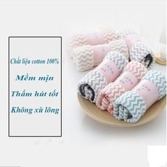 [1 CHIẾC] Khăn Mặt Lông Cừu Xuất Hàn Vân Kẻ Sọc Cotton Siêu Thấm Kích Thước 30x50cm