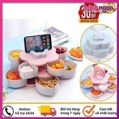 Khay Mứt Tết Hình cánh Hoa Đẹp Mắt Sang Trọng, Khay Mứt Bánh Kẹo Tết 1 Tầng, 2 Tầng Xoay Cho Ngày Tết
