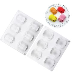Khuôn Silicon 3D Làm Thạch Rau Câu, Chocolate, Pudding Trang Trí Bánh Hình 6 Chú Heo Vàng