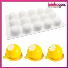 Khuôn Silicon 3D 15 Khoang Hình Tròn To Làm Socola,Muffin Moule ,Mousse