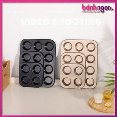 Khuôn Nướng Bánh Cupcake,Muffun Chống Dính Cao Cấp Loại 4/6/12 Ô