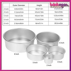 [Hàng đẹp] Khuôn Nhôm Tròn Đúc *Đế Rời* Làm Bánh Bông Lan 12cm-14cm-16cm-18cm-20cm