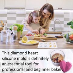 Khuôn Silicone Socola 3D Kim Cương Trái Tim Làm Bánh Nướng Bánh/Làm Chocolate,Panna Cotta,Mousse,Pudding,Tàu Hũ