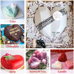 Khuôn Silicone Socola 3D Kim Cương Trái Tim Làm Bánh Muffin,Mousse,Kẹo Dẻo,Thạch Rau Câu