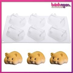 Khuôn Silicon 3D Làm Thạch Rau Câu, Chocolate, Pudding Trang Trí Bánh Hình 6 Chú Heo Vàng
