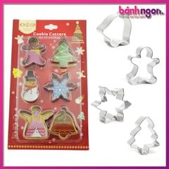 Bộ 6 Khuôn Cutter Bánh Quy/Khuôn Nhấn Bánh cookie (Mẫu Noel)