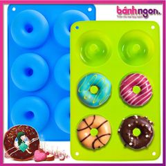 Khuôn Silicone Donut 6 Lỗ,Khay Nướng Làm Bánh Ngọt Chống Dínhh