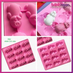 Khuôn silicone 12 chú heo