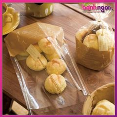 10 Túi Đứng Bóng Kính Đựng Bánh Cookie,Bánh mì,Kẹo Đáy Kẻ 18*24cm