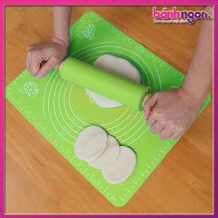 Cán Lăn Bột Silicon Chống Dính/Cây Lăn Bột Trục Xoay Rolling Pin Pastry Mat 30cm