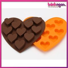 Khuôn silicon trái tim 10 viên