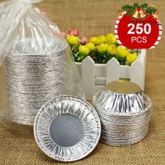 250 đế tart trứng bằng nhôm dùng một lần, Khuôn bằng bạc nhôm thiếc để nướng,bảo quản và hâm nóng