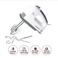 Máy Đánh Trứng/Máy Đánh Bột/Máy Đánh Kem Cầm Tay 7 Tốc Độ Công Suất 180W