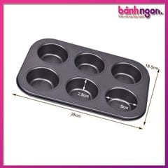 Khuôn Nướng Bánh Muffin Cupcake Chống Dính 6 Ô To