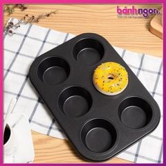 Khuôn Nướng Bánh Muffin Cupcake Chống Dính 6 Ô To