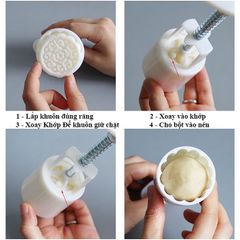Khuôn Trung Thu Lò Xo 4 Mặt Hoa Sen Hoa Hồng 125g