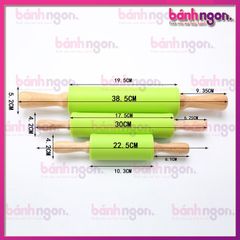 Cán Lăn Bột Silicon Chống Dính/Cây Lăn Bột Trục Xoay Rolling Pin Pastry Mat 30cm