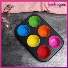 Khuôn Nướng Bánh Muffin Cupcake Chống Dính 6 Ô To