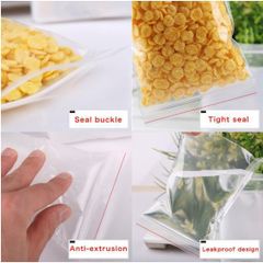 1kg Túi Zip Chỉ Đỏ Túi Zipper Viền Đỏ Bấm Miệng Trong Suốt Bịch Zip Nhiều Kích Thước Ziplock