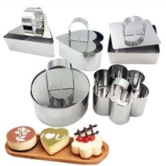Khuôn Inox Không Đáy Tròn-Vuông-Trái-Tim-Tam Giác Loại Nhỏ Làm Bánh Tiramisu, Mousse, thạch, pudding,Charlotte Ring Mini