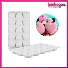Khuôn Silicon 3D 15 Khoang Trái Tim To Làm Socola,Muffin Moule ,Mousse
