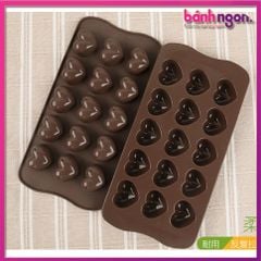 Khuôn silicon 15 trái tim làm socola, thạch