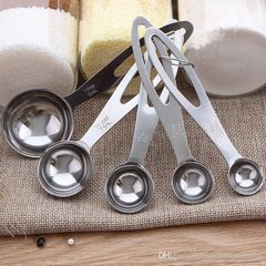 Bộ 5 Thìa Đong Định Lượng Bằng Inox  (Đơn vị TSP,ML) Mẫu 2